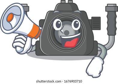An icon of underwater camera holding a megaphone