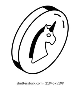 An icon of unicorn editable isometric design 