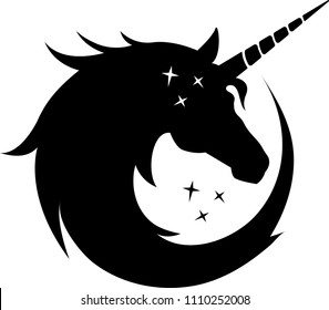 Icon of the unicorn head with stars.
