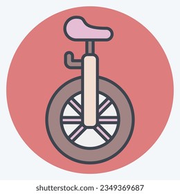 Icon Unicycle. related to Amusement Park symbol. color mate style. simple design editable. simple illustration