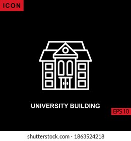 Icon university building vector on black background. Illustration line, linear, outline and lineal icon sign symbol collevtion.