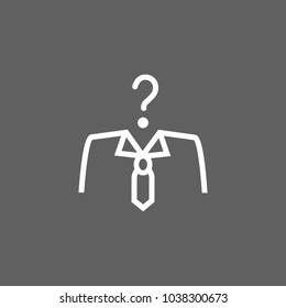 Icon of unknown businessman. Question, uncertainty, trouble. Anonymous person concept. Can be used for topics like personality, problem, fake