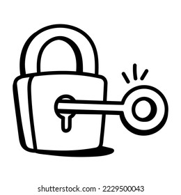 An icon of unlock doodle design 