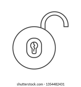 Icon unlock thin line vector in white background