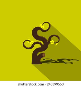 icon. An unusual abstract tree with yellow leaves