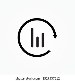Icon Update Report bar graph Analysis and Statistics data graphic design single icon vector illustration