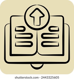 Symbol Upload Book. bezieht sich auf Lernsymbol. Handgezeichneter Stil. Einfache Design-Illustration