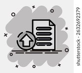 Icon upload. Internet network elements. Icon in comic style.
