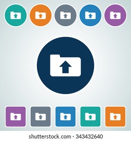 Icon of Upload in Multi Color Circle & Square Shape. Eps-10.