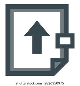 Icon of uploading document with arrow pointing up, symbolizing file transfer