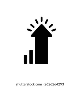 Icon of an Upward Arrow with Radiant Circles at the Tips, Symbolizing Ascension