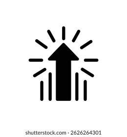 Icon of an Upward Arrow Surrounded by Rays, Signifying Ascension