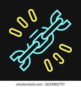 Icon url. Internet network elements. Icon in neon style.