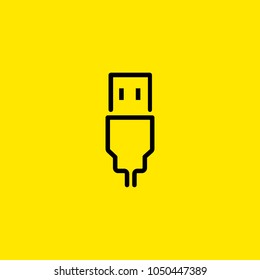 Icon of USB connector. Connection, transfer, storage. Data transfer concept. Can be used for topics like modern technology, digital devices, storage.