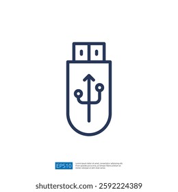 Icon of a USB Flash Drive Displaying a Digital Connectivity Symbol for Data Storage and Transfer