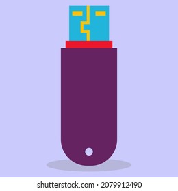 The icon of the USB flash drive. An image of a computer device with flash drive technology. The image is made in a flat style. Vector illustration. A series of business icons.