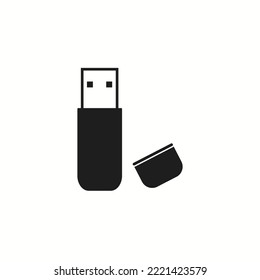 Icon of USB flash drive with open cover Vector illustration