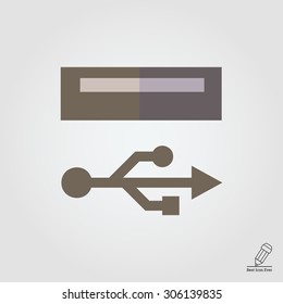 Icon of USB sign and port