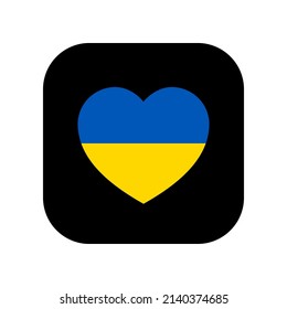 Icon for use in applications of various gadgets. The symbol of the national flag of Ukraine in the shape of a heart. Flat minimal style.