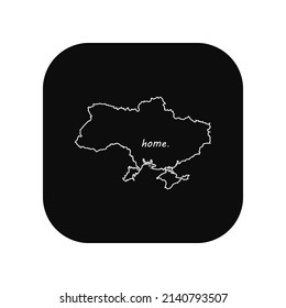 Icon for use in applications of various gadgets. Country map Ukraine is my home. Flat minimal style.