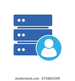 Icon a user database with person and server, isolated against a clean background.