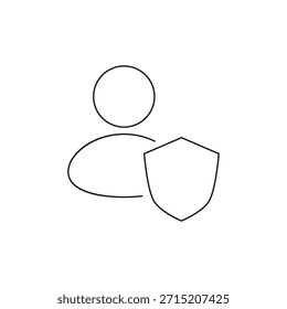 Symbol der Person des Benutzers hinter einem Schutzschild