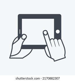 Icon Using Tablet. Suitable For Hand Actions Symbol. Glyph Style. Simple Design Editable. Design Template Vector. Simple Symbol Illustration