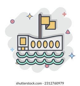 Icon USS Arizona Memorial. related to Hawaii symbol. comic style. simple design editable. vector