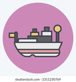 Icon USS Missouri. related to Hawaii symbol. color mate style. simple design editable. vector