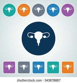 Icon of Uterus in Multi Color Circle & Square Shape. Eps-10.