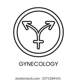 An icon of a uterus within a circle in vector, symbolizing gynecological services and women health, with an editable stroke.