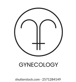 An icon of a uterus within a circle in vector, symbolizing gynecological services and women health, with an editable stroke.