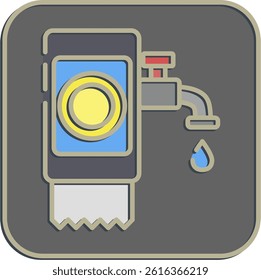 Icon utility payment. Cashless society elements. Icon in embossed style.