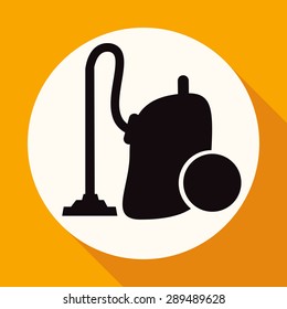 Icon vacuum cleaner on white circle with a long shadow