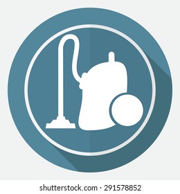 Icon vacuum cleaner on white circle with a long shadow