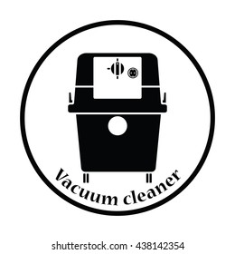 Icon of vacuum cleaner. Thin circle design. Vector illustration.