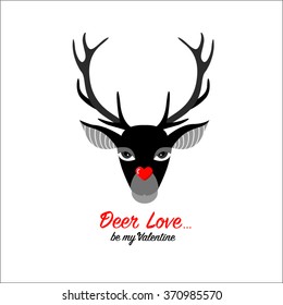 icon of valentine deer with heart shape as nose