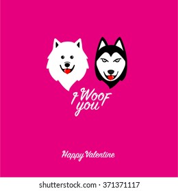 icon of valentine dogs with heart shape in mouth