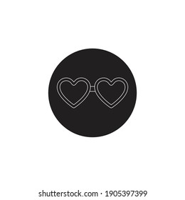 icon valentine love sunglasses solid vector illustration