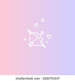 Icon for Valentine's day, illustration for Valentine's day, bow and heart vector flat icon on gradient background