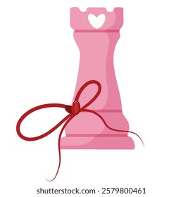 icon for valentine's day, namely a chess piece in pink color, for poster or card designs