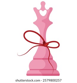 icon for valentine's day, namely pink chess piece queen, for poster or card designs