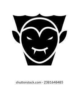 Icono Vampiro o cabeza Drácula, icono de Halloween, espantado, asustado, horror, icono simple y minimalista