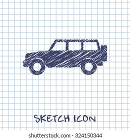 icon of van. icon of jeep. Car vector doodle sketch icon