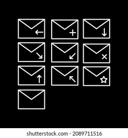 variación de iconos correo electrónico y correo con estilo de línea 