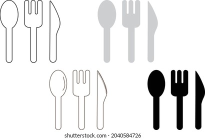 Icon variation set of spoon, fork, and knife