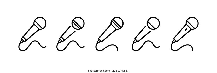 icon of various microphone with cable