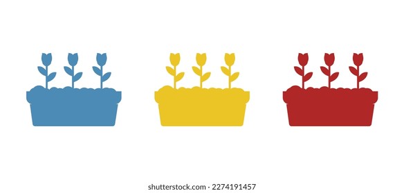 icon of a vase with flowers, vector illustration