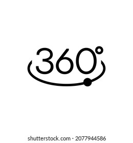 Symbolvektorgrafik von 360-Grad-App für 360-Fläche-Ansicht und Rundpfeile in Grundform. Vektorgrafik