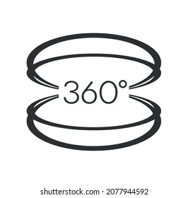 Icon vector of 360-degree app for 360-area view and circular arrows in basic shape. Vector illustration